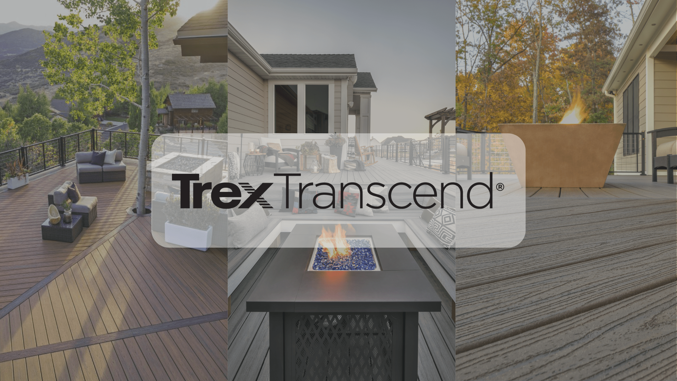 High-end backyard spaces built with Trex Transcend® boards, highlighting rich finishes and trex decking cost differences for 2025.