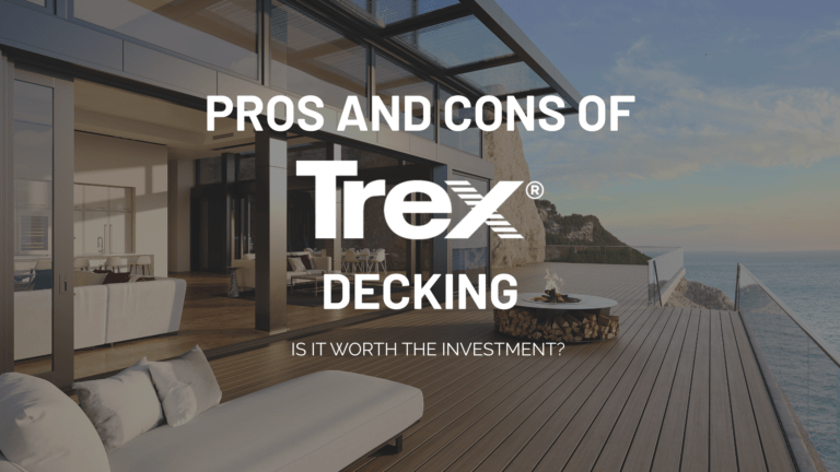 Modern waterfront deck shown to highlight the pros and cons of Trex decking in luxury outdoor designs.