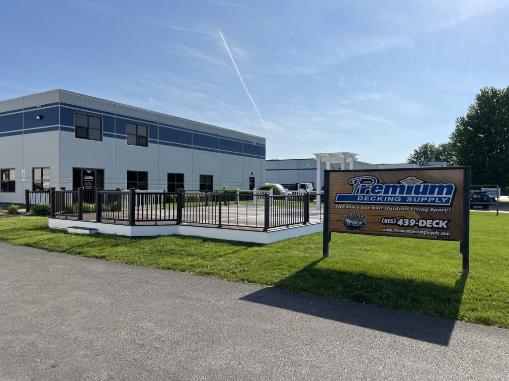 Massive local inventory of premium decking materials Chicago, featuring staged composite boards and structural framing for rapid 24/48-hour delivery.