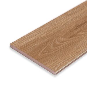 Close-up of Eva-Last Pioneer fascia board in Barrel Oak, showcasing its realistic woodgrain finish and low-maintenance capped composite construction. Designed to frame the deck perimeter with a clean, finished edge.