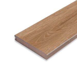 Angled view of the Eva-Last Pioneer starter board in Barrel Oak, featuring a square edge profile ideal for clean deck perimeters and starter rows.