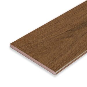 Close-up of Eva-Last Pioneer fascia board in Natural Ipe, showcasing its realistic woodgrain finish and low-maintenance capped composite construction. Designed to frame the deck perimeter with a clean, finished edge.
