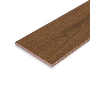 Detail of Eva-Last Pioneer riser board in Natural Ipe, featuring natural color variation and embossed texture. Ideal for enclosing stair risers while maintaining a cohesive deck aesthetic.