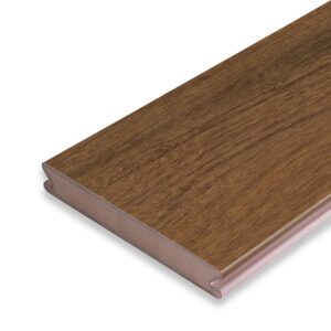 Close-up of the Eva-Last Pioneer wide grooved board in Natural Ipe, designed with a broader surface and concealed fastening compatibility for a seamless, spacious look.