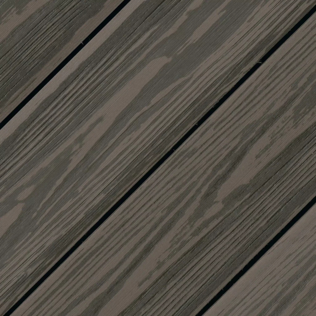 Eva-Last Eva-Tech IS Dual Tone Rusteak swatch featuring rich brown and deep espresso streaks with realistic woodgrain texture for a natural timber look.