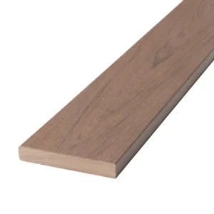 Side angle of a Deckorators Vault starter board in Mesquite, highlighting the subtle grain detail and consistent brown finish.