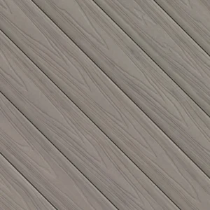 Coastal Gray swatch from the ArmorGuard collection, featuring a mid-tone gray hue with realistic woodgrain embossing and a slightly weathered appearance.