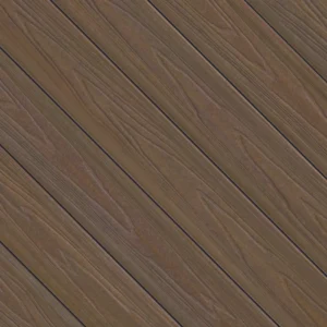Close-up of Fiberon ArmorGuard in Forest Brown, a deep, rich brown with multi-tonal streaks and natural-looking wood texture for a warm, earthy finish.
