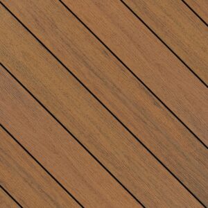 Sanctuary decking in Moringa, a deep olive-brown hue with soft streaking and woodgrain pattern for a natural earthy feel.