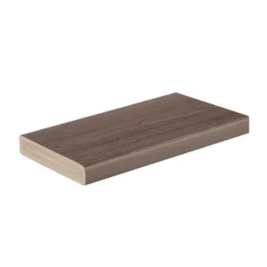 TimberTech Landmark Collection Square Shoulder Deck Board in American Walnut color, designed for surface edges and picture framing. Features authentic wood-like grain with medium-dark brown coloring and straight sides.