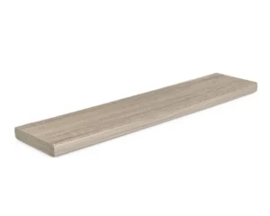 TimberTech Landmark Collection square-shoulder decking board in French White Oak, showcasing a straight edge profile ideal for perimeter and picture-frame installations, in a soft gray tone with a natural wood look.