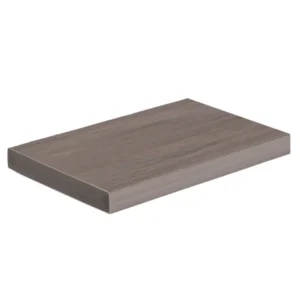 Wide TimberTech Vintage Coastline square-edge PVC decking board featuring a brushed gray wood aesthetic, perfect for bold, modern layouts with a natural look.