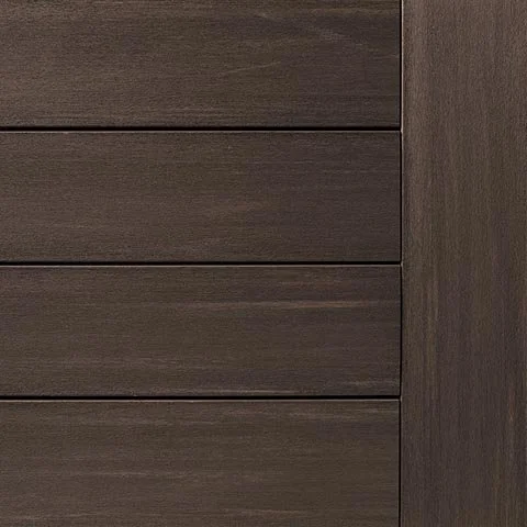 TimberTech Vintage Dark Hickory PVC board with a deep espresso brown hue and fine woodgrain detailing, offering a bold and elegant aesthetic.