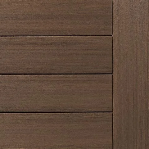 Close-up of TimberTech Vintage English Walnut board in a rich, medium walnut brown with subtle grain and a classic hardwood look.