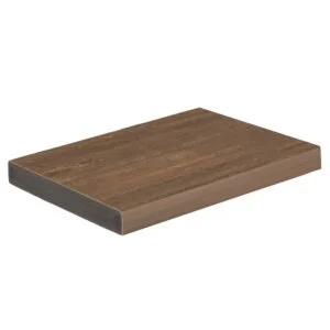 Wide TimberTech Vintage English Walnut Advanced PVC decking board with square edges, offering an expansive surface and elegant natural wood appearance.