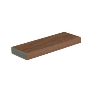 A narrow TimberTech Vintage Mahogany square shoulder board in a deep brown finish, ideal for sleek, modern deck accents with clean edges.