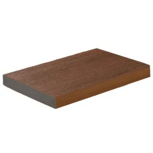 A TimberTech Vintage Mahogany wide square shoulder decking board featuring a rich brown color with subtle wood grain texture and squared edges for a seamless finish.