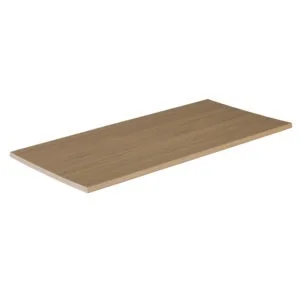 TimberTech Vintage Weathered Teak Advanced PVC Fascia Board shown in a flat lay, highlighting its smooth grain pattern and warm, golden-brown hue, designed for finishing touches on deck perimeters.