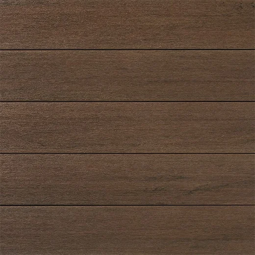 TimberTech Porch in English Walnut features a deep, espresso brown tone layered with darker lowlights for an upscale, traditional feel. Its realistic woodgrain gives the impression of premium hardwood without the upkeep.