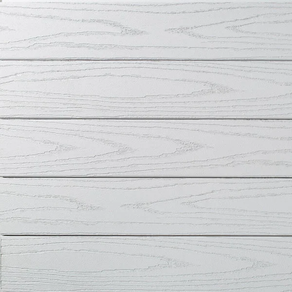 TimberTech Porch in Oyster displays a soft white tone with subtle gray woodgrain detailing, mimicking painted wood with a breezy, coastal charm. Perfect for brightening porches and giving homes a fresh, airy feel.