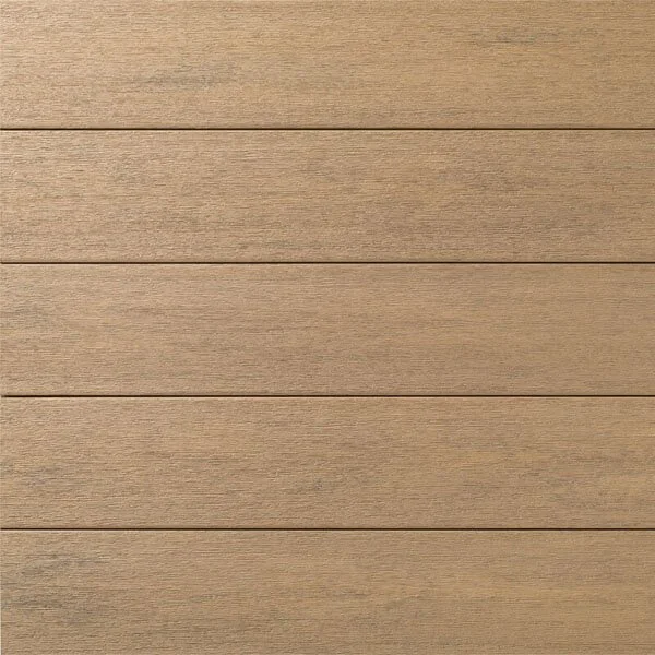 TimberTech Porch in Weathered Teak blends golden brown with ashy highlights, capturing the look of aged tropical wood. Its soft texture and organic tones add relaxed character to any porch space.