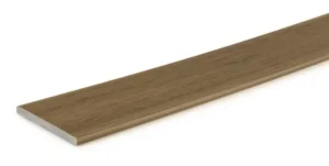 Flat product shot of TimberTech Prime+ Coconut Husk composite riser board, showing its warm medium-brown finish with blended grain patterns. Ideal for deck steps and transitions, this board adds durability and a cohesive appearance.