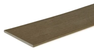 TimberTech Terrain+ Dark Oak fascia board in a warm, earthy brown tone with authentic woodgrain texture. Designed for finishing vertical surfaces, this square-edged board offers a clean, refined edge that matches the look and durability of the main decking planks. Ideal for fascia trim and stair risers.