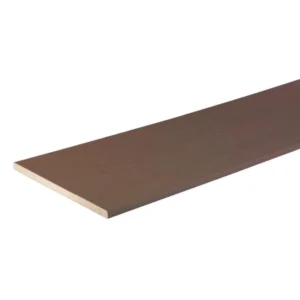TimberTech Terrain Rustic Elm composite fascia board with a warm brown tone and realistic wood grain pattern, ideal for deck edges and vertical trim.