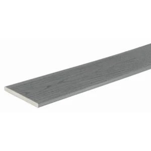 TimberTech Terrain Silver Maple composite riser board with a muted gray color and subtle wood grain detail, perfect for stair applications.