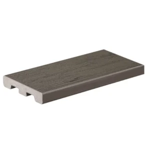 TimberTech Terrain Silver Maple square-shoulder composite decking board with cathedral wood grain detailing and a sleek gray finish for versatile installations.