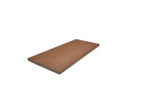 Trex Signature Ocracoke 1/2-inch riser board in soft brown shade with durable composite construction and fine wood grain texture.