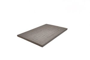 Trex Signature Whidbey fascia board showing photorealistic woodgrain pattern in soft coastal grey.