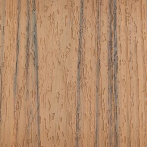 Close-up of the Trex Enhance Golden Hour decking swatch showing warm golden tones with coconut-brown undertones and a natural wood-grain texture. This detailed surface highlights the depth and realistic finish of the Trex Enhance colors collection.