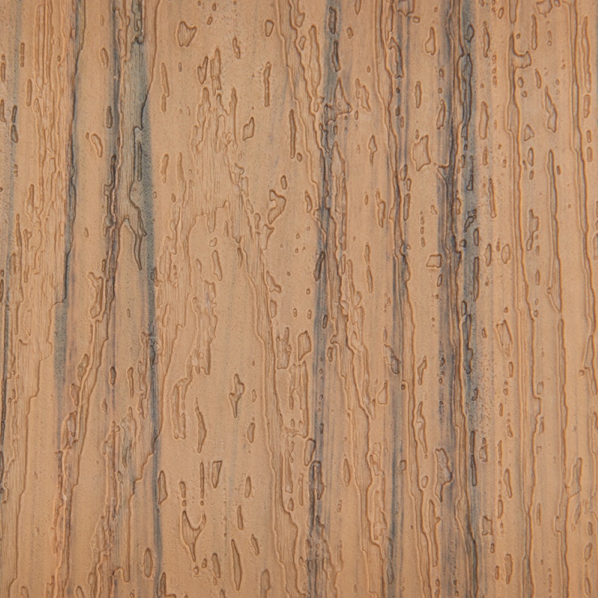 Close-up of the Trex Enhance Golden Hour decking swatch showing warm golden tones with coconut-brown undertones and a natural wood-grain texture. This detailed surface highlights the depth and realistic finish of the Trex Enhance colors collection.