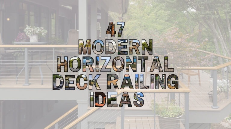 Modern horizontal deck railing ideas cover image showing contemporary cable railing designs on outdoor decks with wood and metal finishes.