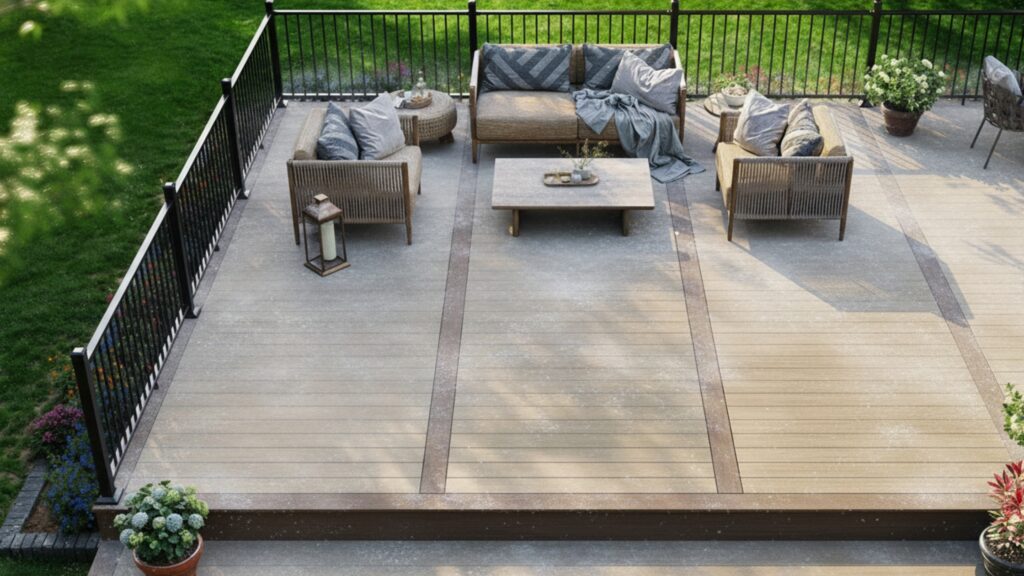 How to clean Deckorators decking with cement dust on boards - cleaning concrete and construction residue.