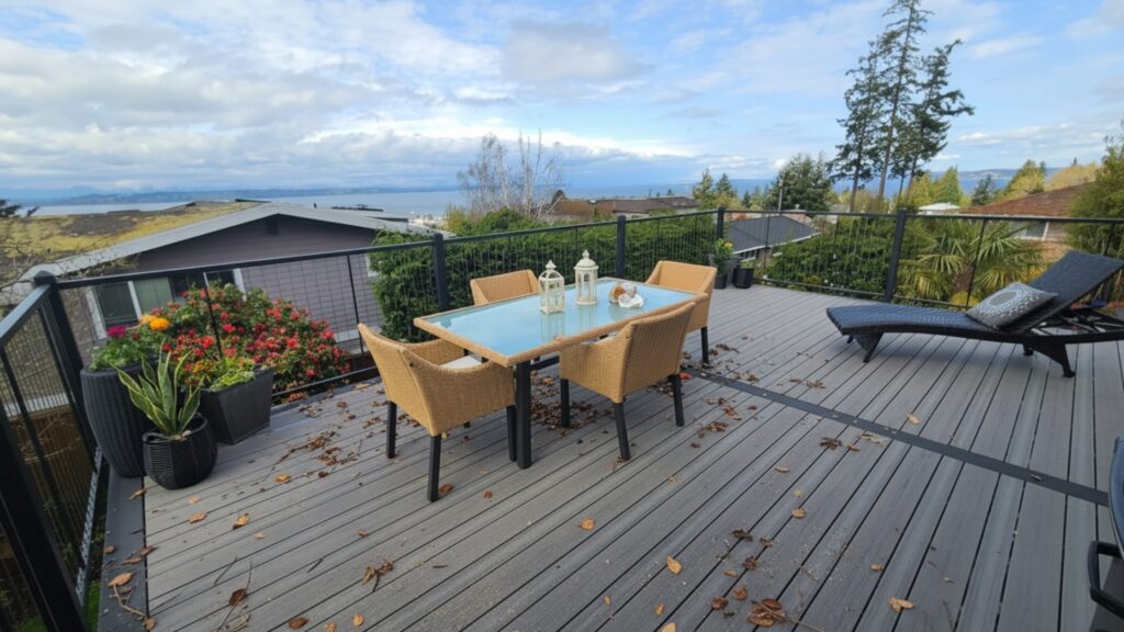 How to clean Deckorators decking covered with dirt and leaves - removing debris from composite boards.