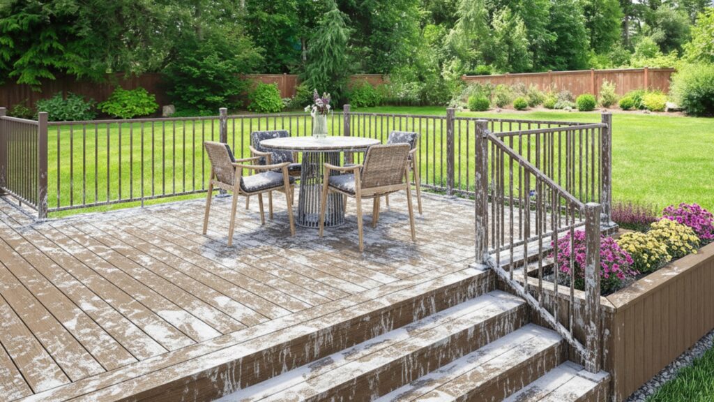 How to clean Deckorators decking with hard water stains - treating mineral spots on composite boards.