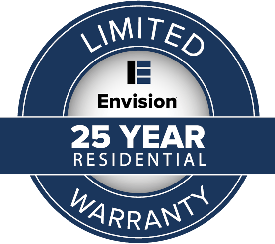 Envision EverGrain 25-year residential limited warranty icon, indicating long-term coverage and confidence in composite decking performance.