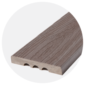 Envision Ridge Premium Gunstock composite decking board profile highlighting the rich brown color, subtle grain pattern, and solid core construction.