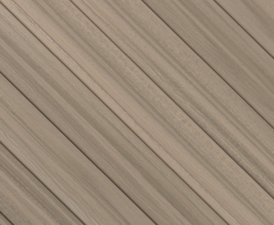 Close-up of Envision Ridge Premium Kodiak Bay composite deck boards featuring rich gray-brown hues, subtle charcoal undertones, and detailed woodgrain texture inspired by rocky coastal landscapes.