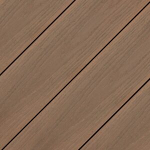 Close-up of Wolf Haven Honeywood decking board showing warm honey-toned color variation and realistic woodgrain texture in a diagonal plank layout.