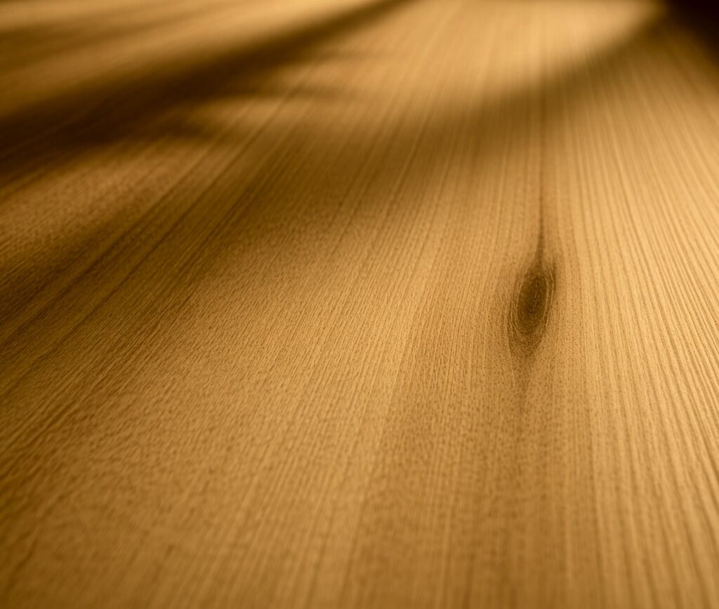 Close-up detail of Fiberon Novus Golden Cedar decking surface highlighting realistic, non-repeating woodgrain patterns. The rich golden hue and fine texture create the look of natural cedar while maintaining a smooth, low-sheen finish.