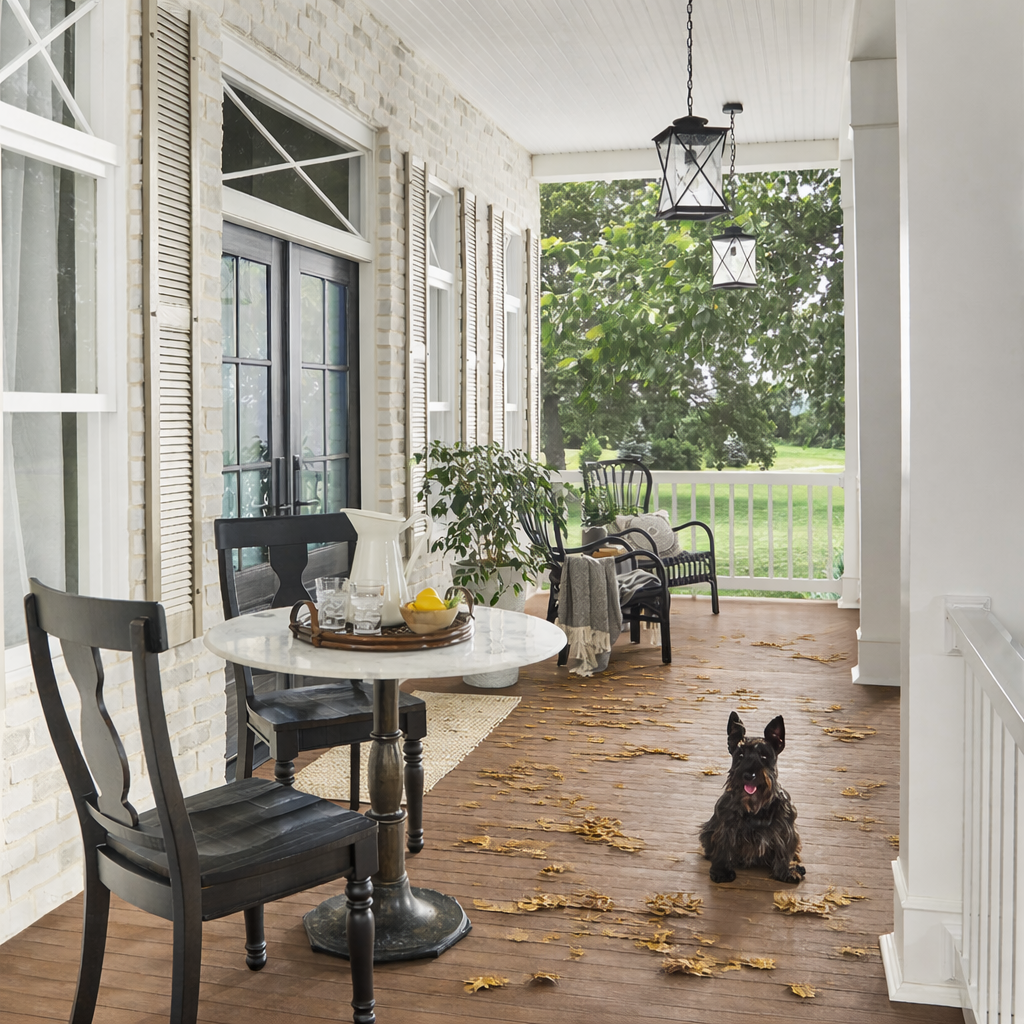 Leaves scattered on deck surface showing need to clean wolf decking regularly