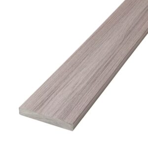Deckorators Pioneer Fieldstone Grey decking board with square edge profile, featuring a neutral grey color and subtle wood-look grain, ideal for borders and stairs.