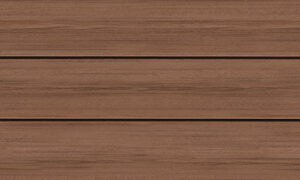 MoistureShield Stratos Athena decking boards featuring rich brown tones with natural wood grain texture, composite enhanced PVC decking designed for durability and a solid feel.