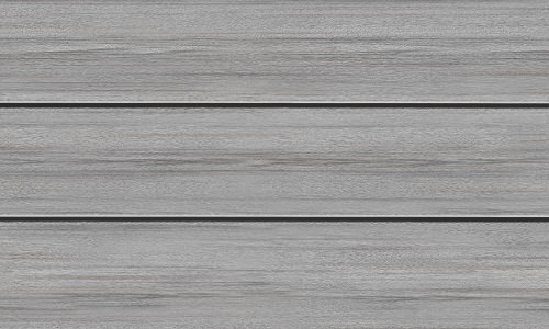 MoistureShield Stratos Santorini decking boards showcasing cool gray tones with subtle wood grain detail, composite enhanced PVC decking ideal for modern outdoor spaces.