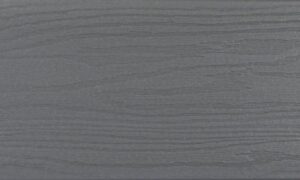 MoistureShield Elevate Lake Fog composite deck board swatch with charcoal gray wood grain