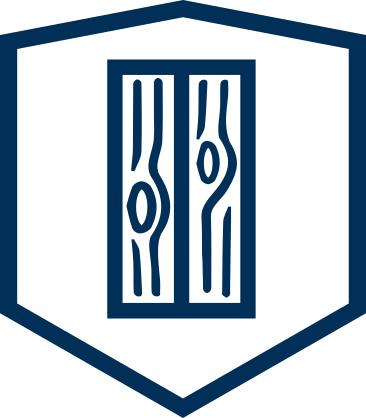 MoistureShield TruTexture Surface badge icon representing true wood grain finish and scratch resistance