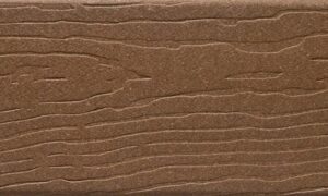 MoistureShield Vantage Bridle uncapped composite deck board swatch with rustic brown wood grain texture